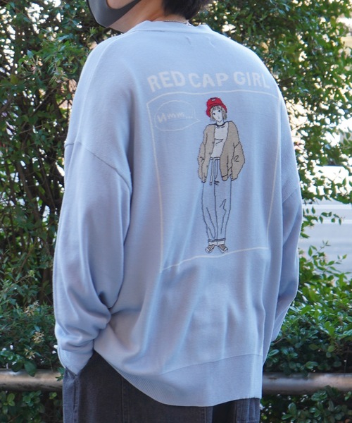 RED CAP GIRL カーディガン 25SS「RED GIRL」 バックイラスト