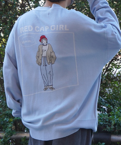 RED CAP GIRL カーディガン 25SS「RED GIRL」 バックイラスト