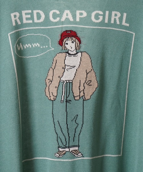 RED CAP GIRL カーディガン 25SS「RED GIRL」 バックイラスト