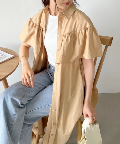 ドールカラー ロング シャツワンピース★シンプル お洒落 可愛い GIY22S009-a01.jpg