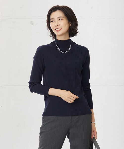 tシャツ 針抜きフライス ボトルネック リブ カットソー レディース