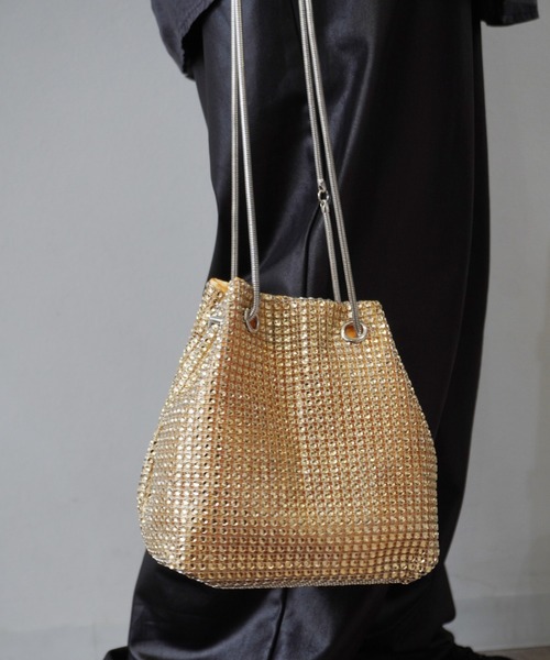 新品未使用　五嶋紐 バッグ　シャンパンゴールド系網目模様ハンドバッグ Jelly moo（ジェリームー） ハンドバッグ 「 」 メタリック メッシュ