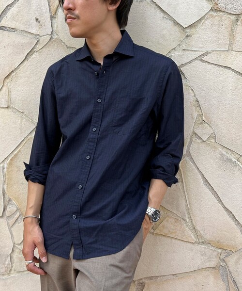 NOLLEY'S（ノーリーズ） シャツ リネンブレンド カッタウェイシャツ