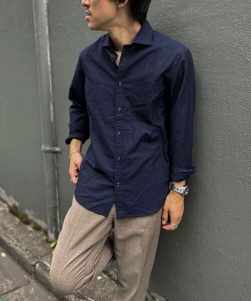 NOLLEY'S（ノーリーズ） シャツ リネンブレンド カッタウェイシャツ