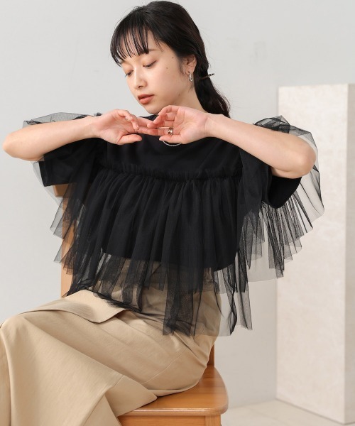 BAB tシャツ チュールドッキングTシャツ レディース : ZOZOTOWN