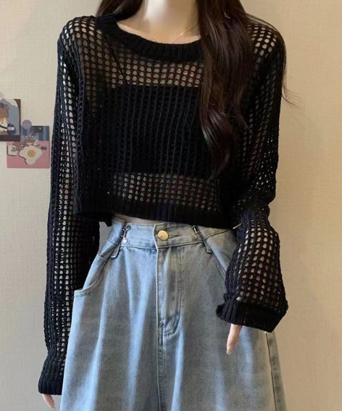 フミカウチダ　Mesh SHORT-SLEEVE ショート丈メッシュトップス フミカウチダ Mesh SHORT-SLEEVE ショート丈メッシュトップス