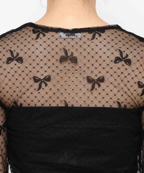 LOWRYS FARM（ローリーズファーム） tシャツ チュールリボンレース