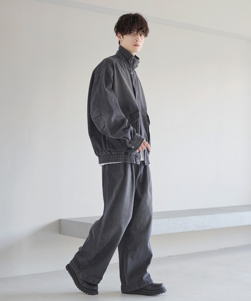 デニム　ショートブルゾン デニムジャケット gジャン ミリタリーデザイン12オンスデニムショート