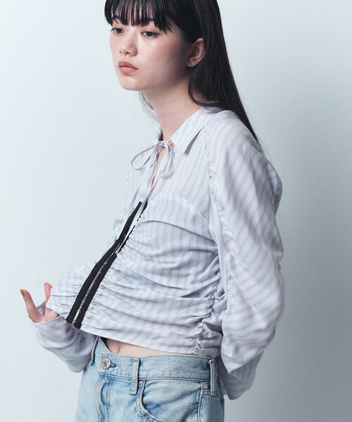 ブラウス シャツ Lyocell stripe blouse レディース CODE A ブラウス シャツ Lyocell stripe blouse レディース