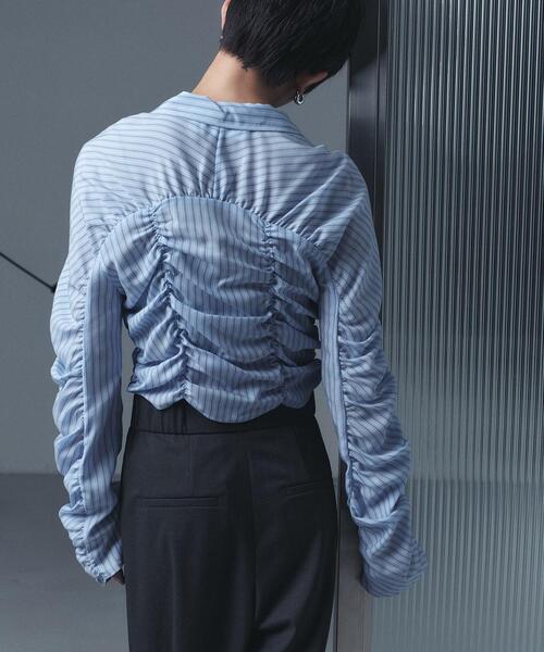 CODE A ブラウス シャツ Lyocell stripe blouse レディース