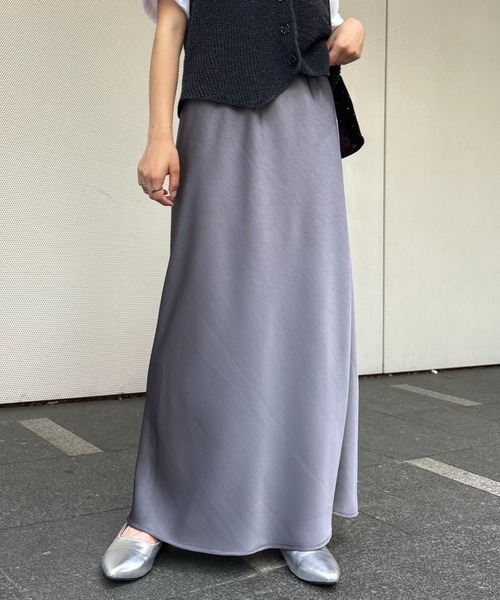 ATON スカート ATON LINEN VELVET SIDE SLIT SKIRT : ZOZOTOWN