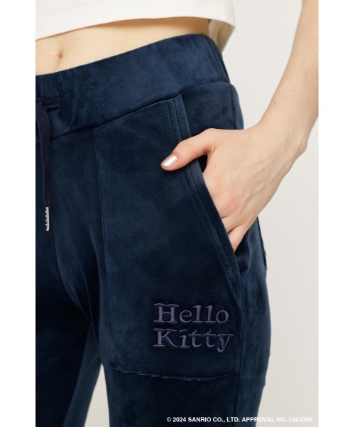 ハローキティ ベロアパンツ ブラック HELLO KITTY x SLY VELOUR PT ハローキティ スライ ベロア