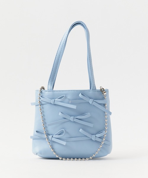 リボンデザイン ハンドバッグ チャコール Chick ハンドバッグ ribbon hand Bag / リボンデザイン