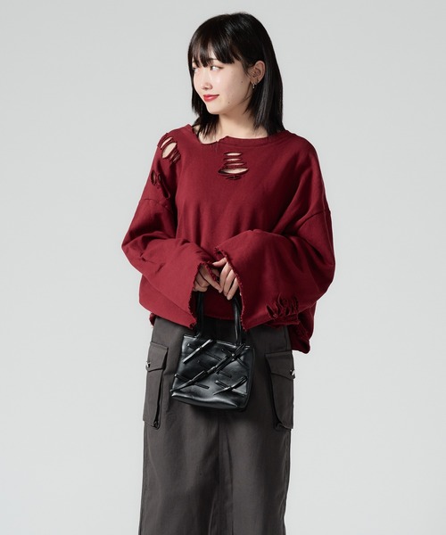 リボンデザイン ハンドバッグ チャコール Chick ハンドバッグ ribbon hand Bag / リボンデザイン