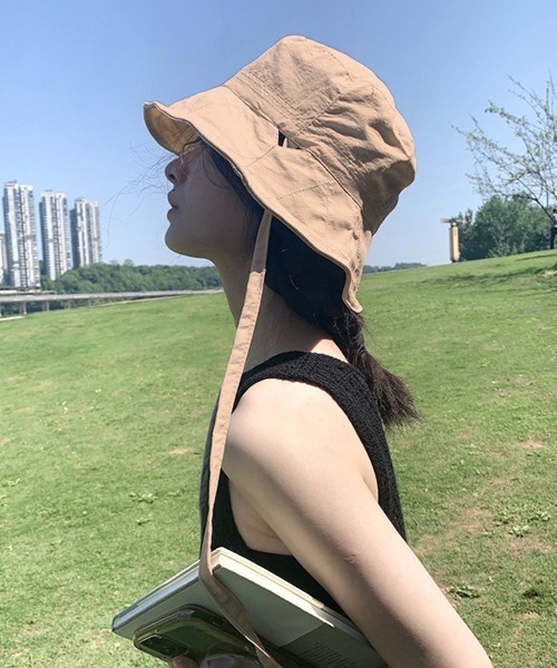 ハット PATOU Woman Hat White AC0478065 009A 帽子 レディース 帽子 つば広 チェック柄 あご紐