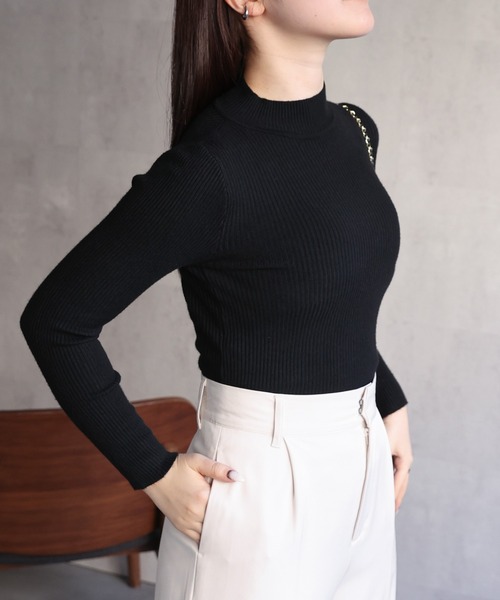 ap retro ニット セーター 「選べるカラー」シンプルリブハイネック