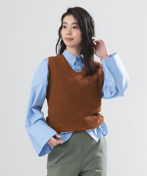 Demi-Luxe BEAMS ベスト ジレ AK+1 / 片畦 Vネック ニット