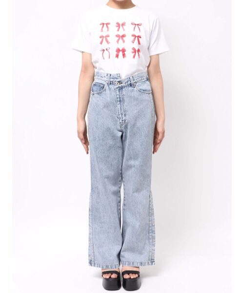 デニムスリットパンツ セール】【2024SS】フロントスリットデニム（デニムパンツ