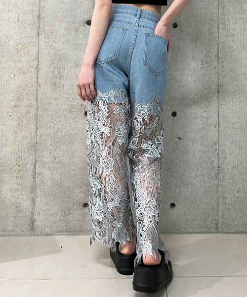 ROCAWERE 総柄　デニムパンツ　ジーンズ 中古・古着通販】ROCA WEAR (ロカウェア) ワイドデニムパンツ