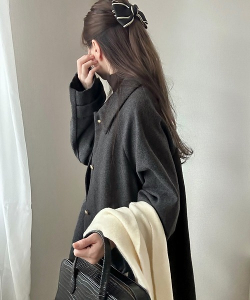 「LAUIR」 ステンカラーコート MEDIUM ダークグレー レディース_画像9