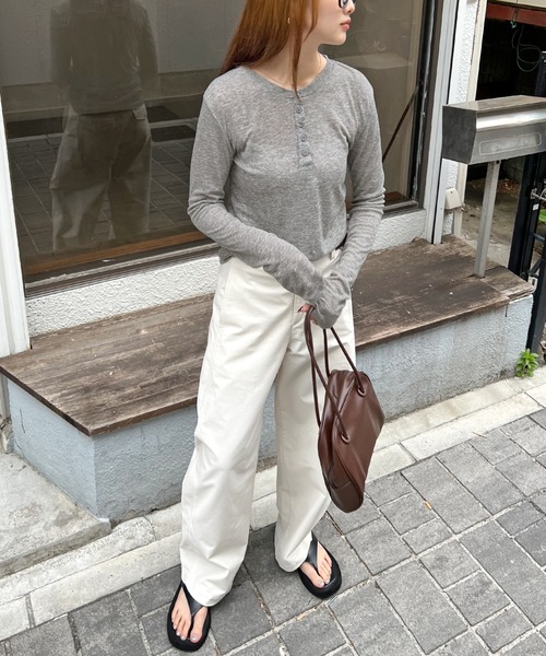 tシャツ 「新色追加」シアーヘンリーネックロンT レディース