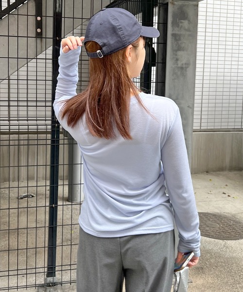 tシャツ 「新色追加」シアーヘンリーネックロンT レディース