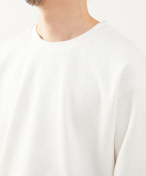 MEN'S MELROSE tシャツ バイアスジャガードクルーネックロングスリーブ