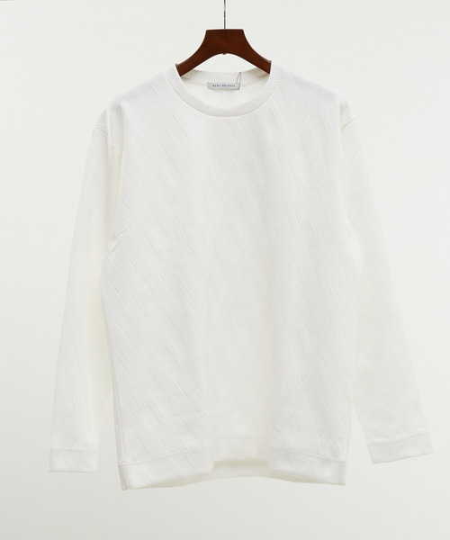MEN'S MELROSE tシャツ バイアスジャガードクルーネックロングスリーブ
