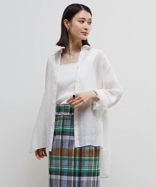 ブラウス シャツ テンセル麻シアービックシルエットシャツ レディース