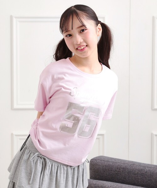 ★as''on★ATLANTA POCKET TEE / PINK★正規品/韓国送料込 PINK-latte tシャツ サイドアジャスターナンバリングTシャツ