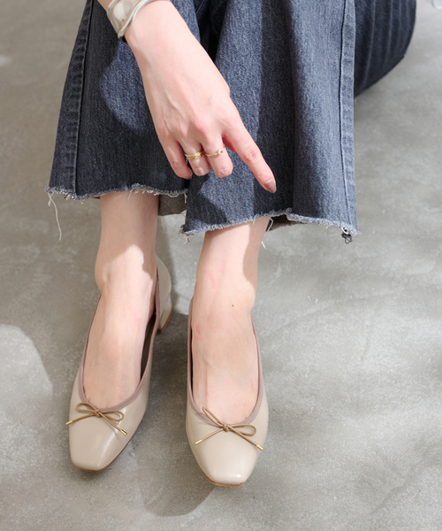 LE TALON パンプス 3.5cmスクエアバレエパンプス : ZOZOTOWN