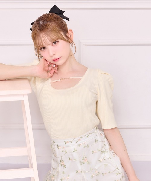 apres jour ニット セーター フロントビジューニットトップス