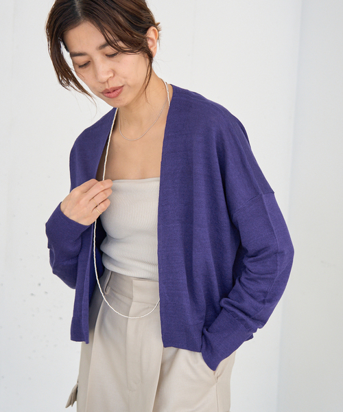IENA カーディガン フレンチリネンカーディガン レディース