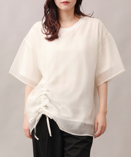 aimoha tシャツ 前絞りアシンメトリートップス レディース