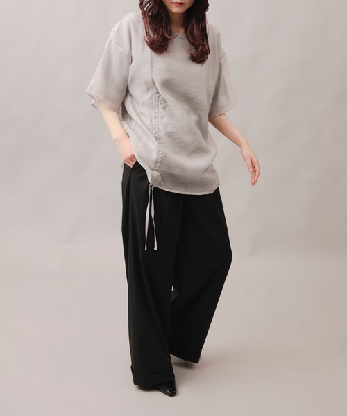 aimoha tシャツ 前絞りアシンメトリートップス レディース