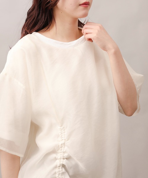 aimoha tシャツ 前絞りアシンメトリートップス レディース