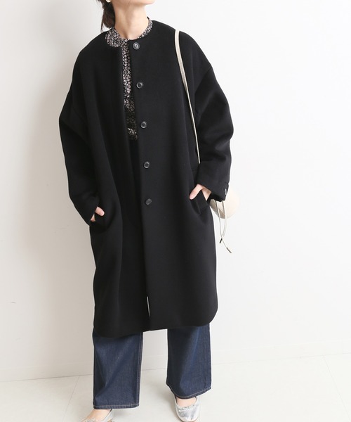 「SLOBE IENA」 ノーカラーコート 38 ブラウン レディース_画像2