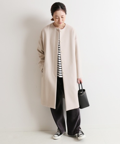 「SLOBE IENA」 ノーカラーコート 38 ブラウン レディース_画像3