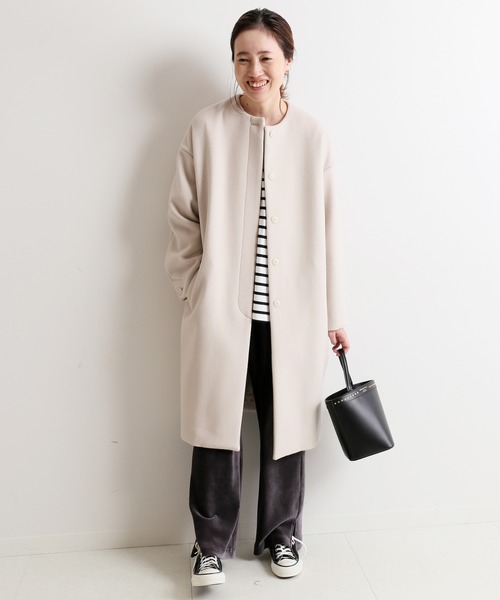 「SLOBE IENA」 ノーカラーコート 38 ブラウン レディース_画像7