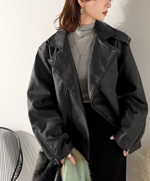 ジャケット・アウター REVERSIBLE FAKE LEATHER JACKET 中古・古着通販】Ameri (アメリ) REVERSIBLE FAKE LEATHER JACKET