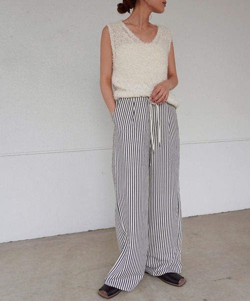 gossara パンツ ストライプイージーパンツ レディース
