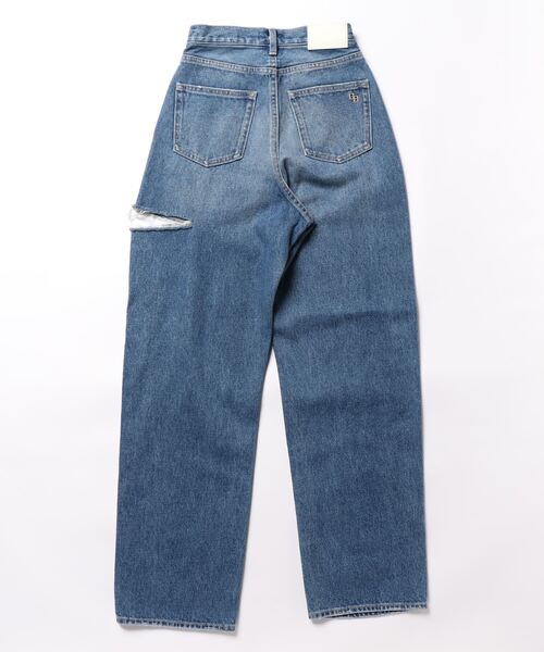 [GYDA] повреждение обработка Denim брюки MEDIUM голубой женский 