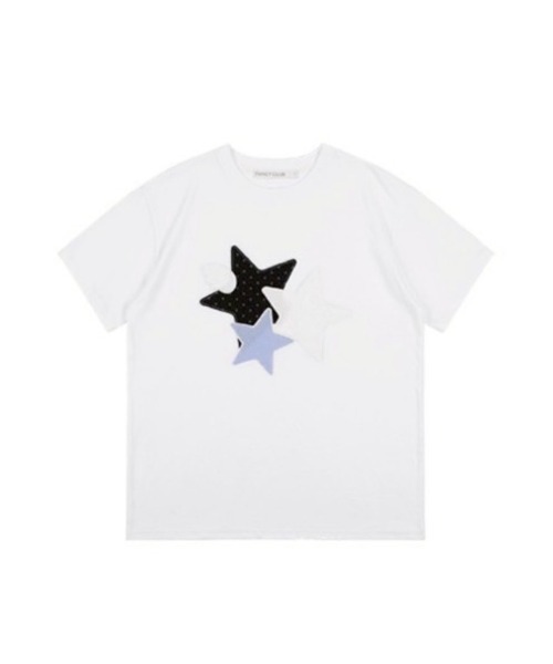 tシャツ FANCY CLUB/ファンシークラブ Mix Star Angel Patch Tee Tシャツ レディース FANCY CLUB tシャツ 「FANCY CLUB」Mix Star Angel Patch Tee
