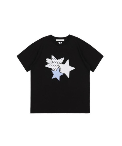 tシャツ 「FANCY CLUB」Mix Star Angel Patch Tee レディース FANCY CLUB tシャツ 「FANCY CLUB」Mix Star Angel Patch Tee