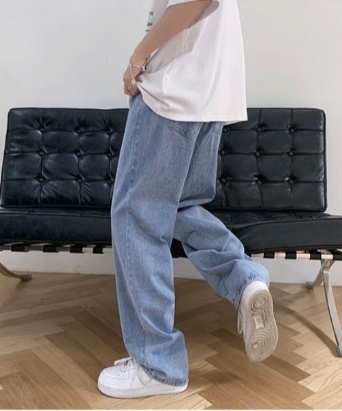 「REBALANCE」 デニムパンツ MEDIUM ブラック メンズ