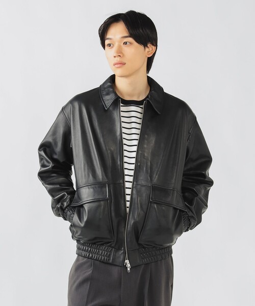 BEAMS 24ss ブラックレザージャケット Lサイズ ビームス レザージャケット（ファッション）のおすすめ人気商品