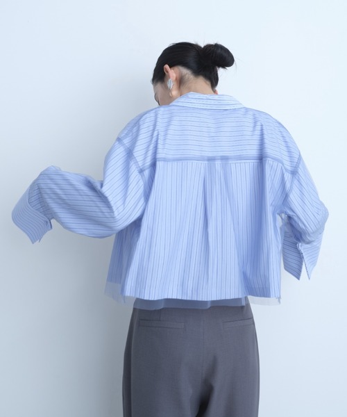 AIC. ブラウス シャツ 「再入荷」チュールレイヤードビッグカフス