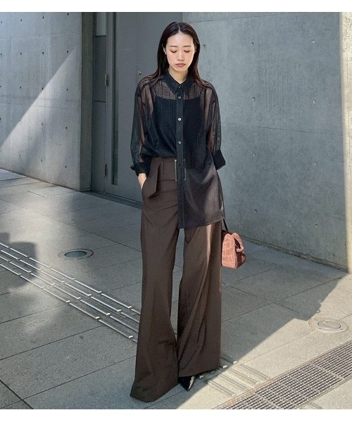 ブラウス シャツ レースアンドメッシュコンボシャツ / Lace ＆ Mesh Combo Shirt レディースの画像