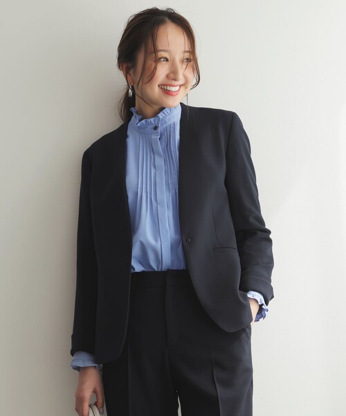 新品、未使用ANY SIS ノーカラージャケット ネイビー 2 セレモニー ANY SIS（エニィスィス） ジャケット ノーカラージャケット ビューティ