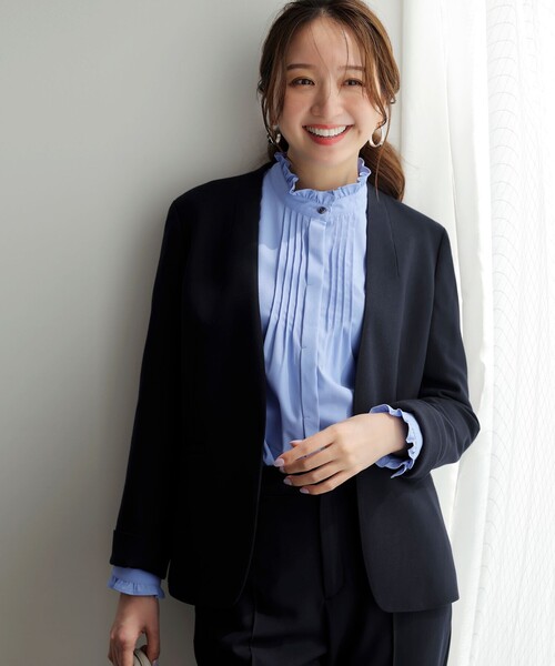 新品、未使用ANY SIS ノーカラージャケット ネイビー 2 セレモニー ANY SIS（エニィスィス） ジャケット ノーカラージャケット ビューティ